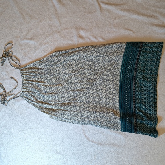 Mountain Fest Cream and Teal Green Print Swing Dress - Picture 4 of 11